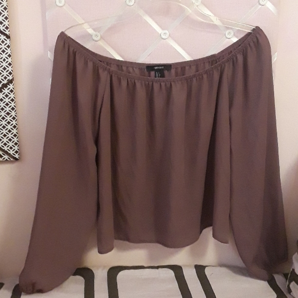 EUC Forever 21 Womens Mauve Crop Top 3/4 Sleeves - Picture 3 of 4